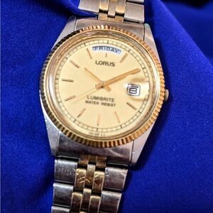 Lorus by Seiko Presideny Day Date Gold Tone Mens Watch